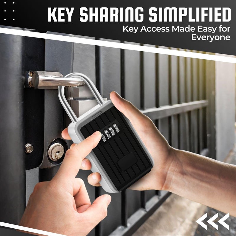 Flexzion Key Lock Box - Portable Lockbox for Keys Outdoor - 4 Digit Code Combination Lock Box for Key Safe Security - Weather Rust Resistant Key Lock Box for Outside, Car, Door, House, Travel - Image 3